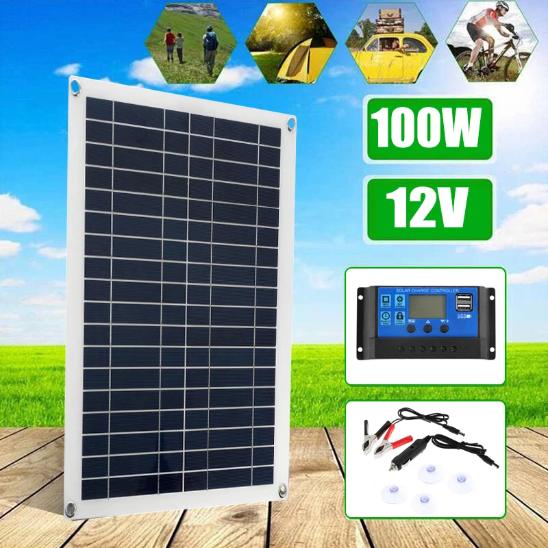 100W Solar Panel with Battery Clip and 30A Controller 12V Monocrystalline Solar Cells Outdoor Camping Hiking Solar Car Charger
100W Solar Panel with Battery Clip and 30A Controller 12V Monocrystalline Solar Cells Outdoor Camping Hiking Solar Car Charger