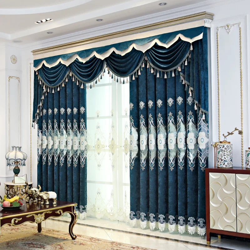 European Chenille Curtains Shading Curtains Finished Custom Moroccan Blue Custom Curtains for Living Dining Room Bedroom 
European Chenille Curtains Shading Curtains Finished Custom Moroccan Blue Custom Curtains for Living Dining Room Bedroom