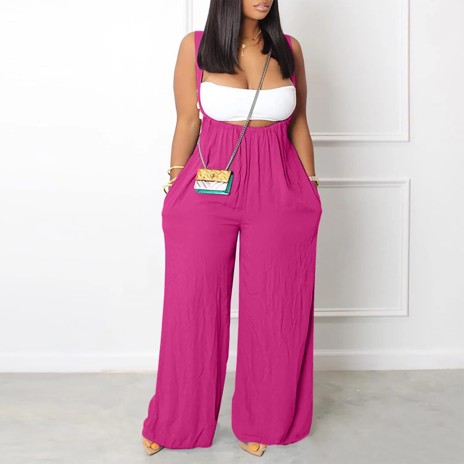 Jumpsuit Strap Women Wide Pants Leg Elastic Spaghetti Strap Rompers Linen Oversize Jumpsuits Loose Streetwear Bohemian Pants 
Jumpsuit Strap Women Wide Pants Leg Elastic Spaghetti Strap Rompers Linen Oversize Jumpsuits Loose Streetwear Bohemian Pants