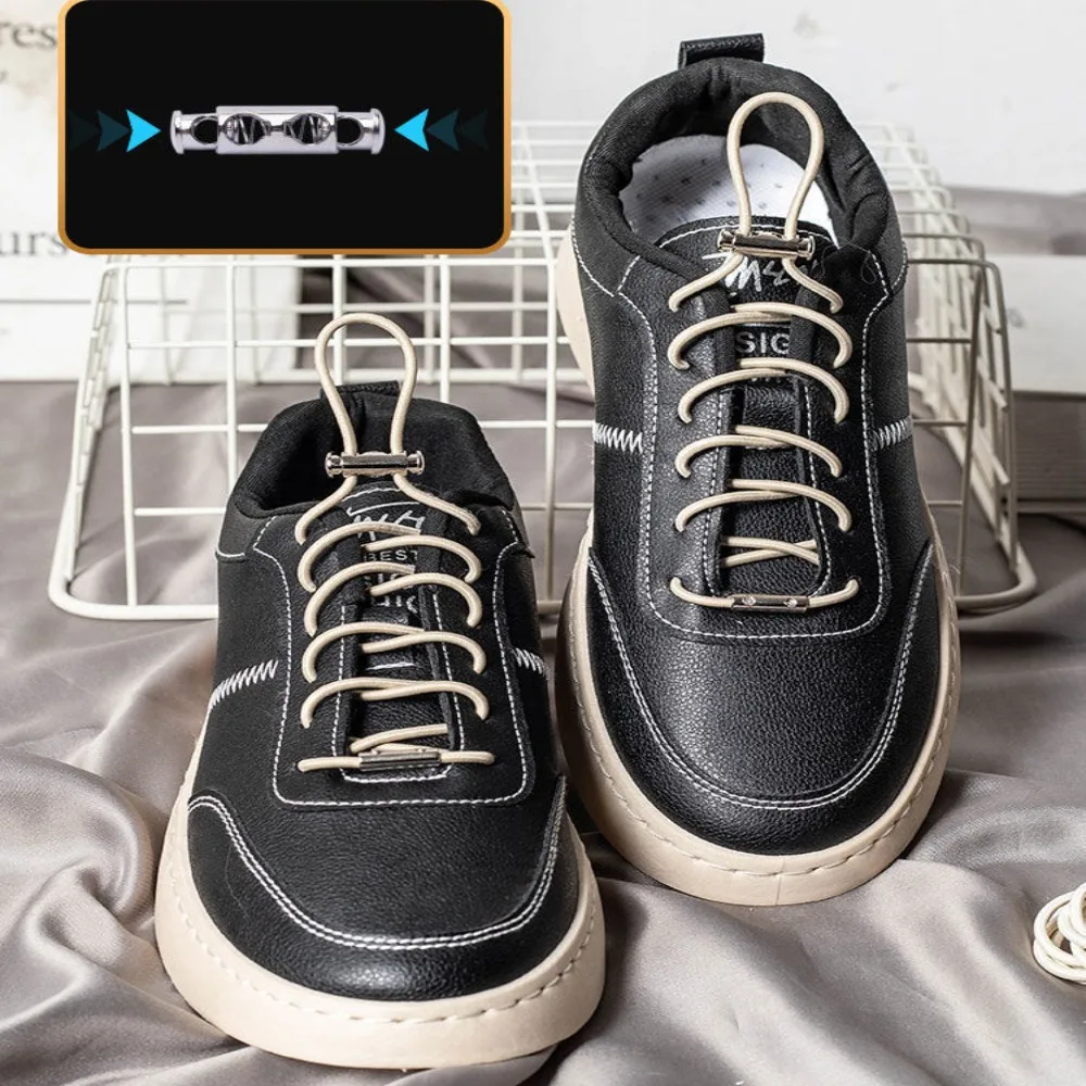 

Серебряные металлические шнурки, пряжка, универсальные регулируемые ленивые шнурки, пряжка с пружиной, Прочные шнурки без завязывания обуви