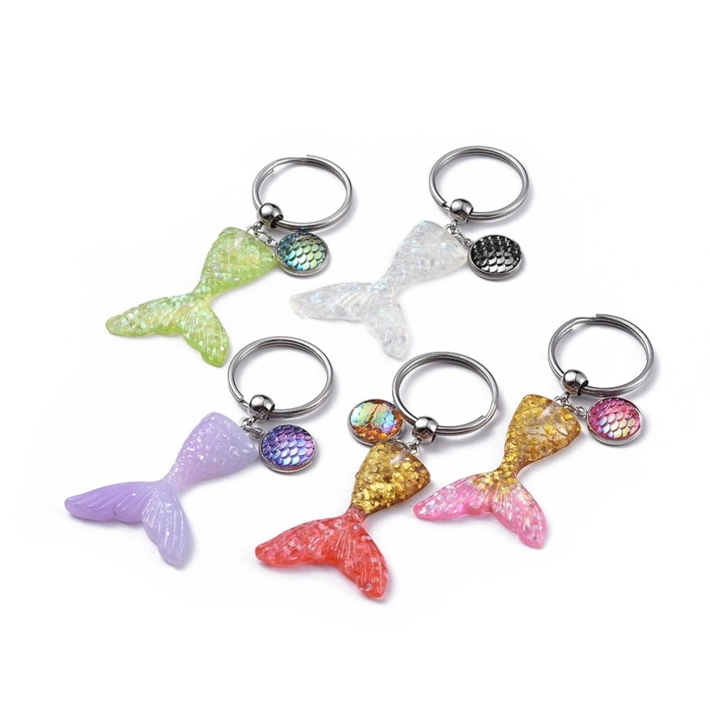 5PC Resin Glitter Powder Keychain with Surgical Stainless Steel Split Key Rings Mermaid Tail Shape with Mermaid Fish MixedColor
5PC Resin Glitter Powder Keychain with Surgical Stainless Steel Split Key Rings Mermaid Tail Shape with Mermaid Fish MixedColor