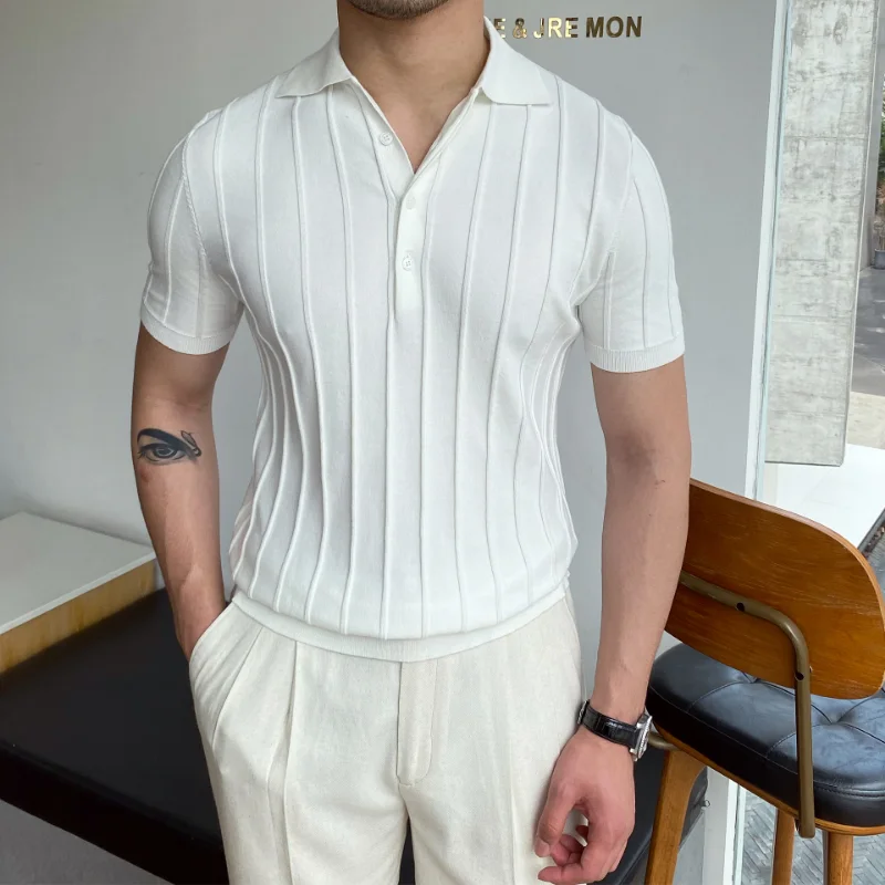 Lapel Sweater Pullover Men's Lapel Clothing Summer Trend And Men 2023 Color Striped Spring Slim Short-sleeved Solid Sweater
Lapel Sweater Pullover Men's Lapel Clothing Summer Trend And Men 2023 Color Striped Spring Slim Short-sleeved Solid Sweater