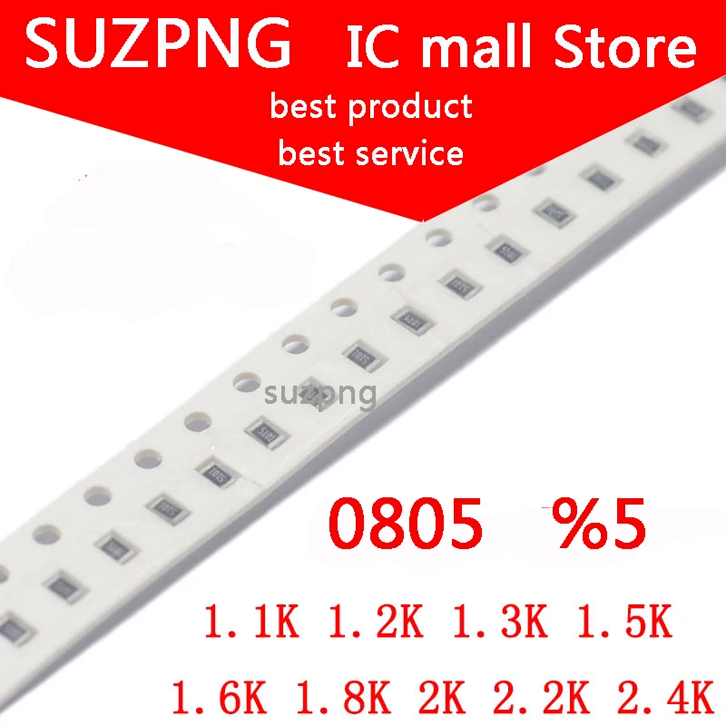100 шт. 0805 SMD резистор 5% K 1,1 K 1,2 K 1,3 K 1,5 K 1,6 K 2K 1,8 K 2,2 K в наличии
100 шт. 0805 SMD резистор 5% K 1,1 K 1,2 K 1,3 K 1,5 K 1,6 K 2K 1,8 K 2,2 K в наличии