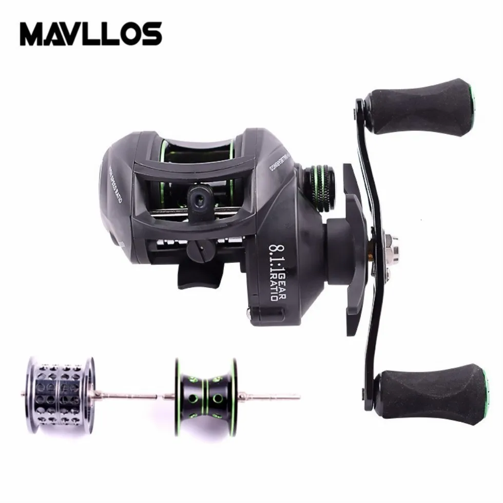 

Mavllos 8.1:1 High Ratio BFS Baitcasting Fishing Reel Left Right Hand Double Metal Spool Surf Low Profile Fishing Casting Reel