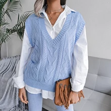 2023 Autumn Winter Women Knitted Sweater Vest Casual Sleeveless Pullovers