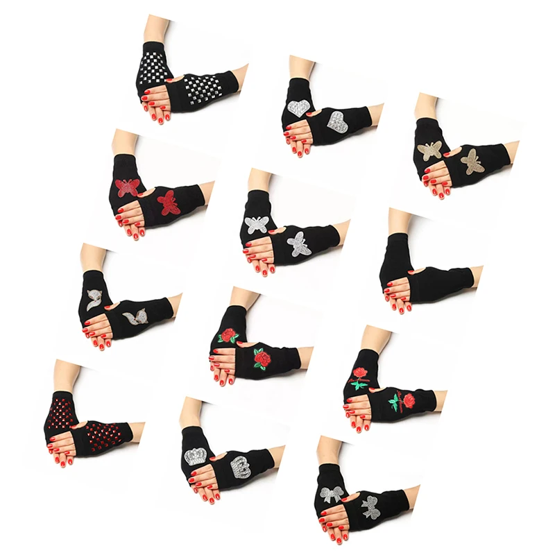 Lovely Rose Printed Lady Rhinestone Fingerless Gloves Knitted Black Half Finger Computer Mittens Warm Gloves
Lovely Rose Printed Lady Rhinestone Fingerless Gloves Knitted Black Half Finger Computer Mittens Warm Gloves