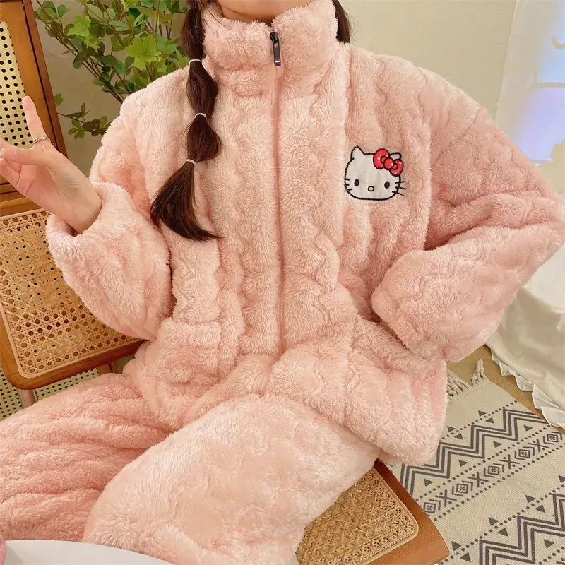 Sanrios Pajama Set Kawaii Warm Winter Thickening Hello Kitty Pajamas Cartoon Pink Zipper Home Clothes
Sanrios Pajama Set Kawaii Warm Winter Thickening Hello Kitty Pajamas Cartoon Pink Zipper Home Clothes