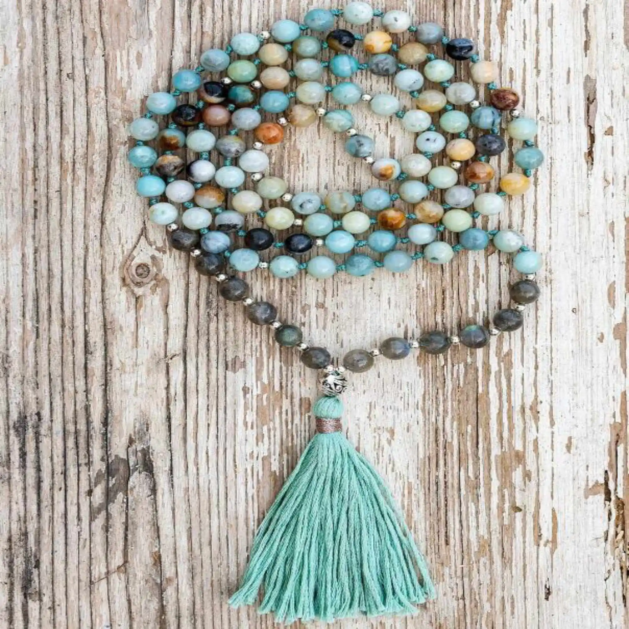 8mm Natural knot 108 Labrador Amazon stone beads necklace Practice Blessing Calming Classic Bohemia Inspiration Wrist Jasper
8mm Natural knot 108 Labrador Amazon stone beads necklace Practice Blessing Calming Classic Bohemia Inspiration Wrist Jasper