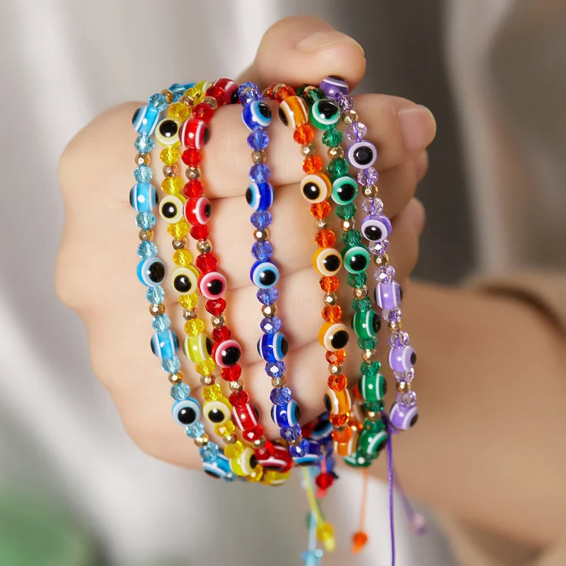 Fashion Turkish Crystal Beads Blue Evil Eye Bracelet for Couple Men Women Adjust Rope Lucky Friends Hand Braid Jewelry Gifts
Fashion Turkish Crystal Beads Blue Evil Eye Bracelet for Couple Men Women Adjust Rope Lucky Friends Hand Braid Jewelry Gifts