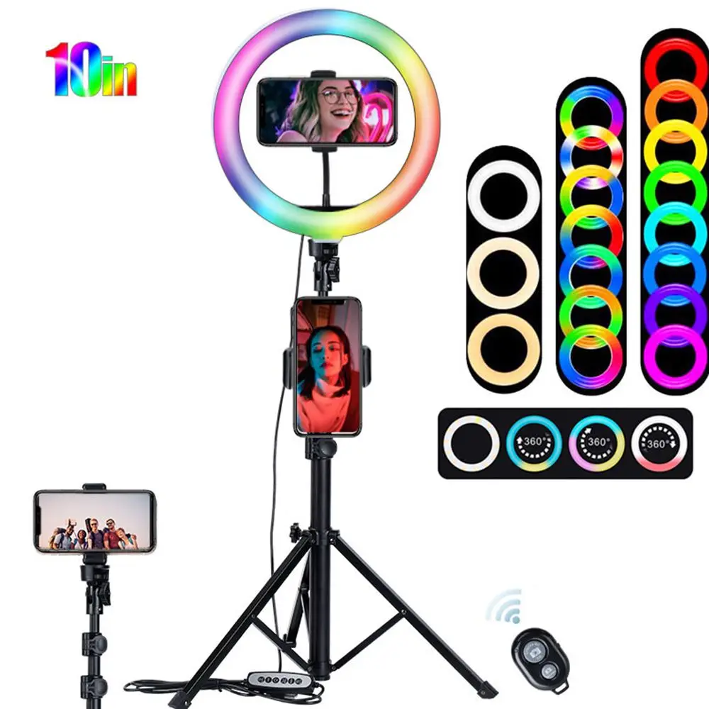 Dimmable Mobile Phone Shooting Video Light 10 inch Ring Fill Light with Tripod Stand RGB LED For TikTok Youtube
Dimmable Mobile Phone Shooting Video Light 10 inch Ring Fill Light with Tripod Stand RGB LED For TikTok Youtube