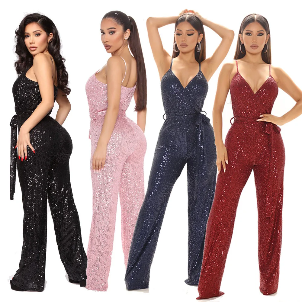 Suspender Jumpsuit Women Sleeveless Open Back Sequin Slim Fit Jumpsuits for Women Elegant
Suspender Jumpsuit Women Sleeveless Open Back Sequin Slim Fit Jumpsuits for Women Elegant