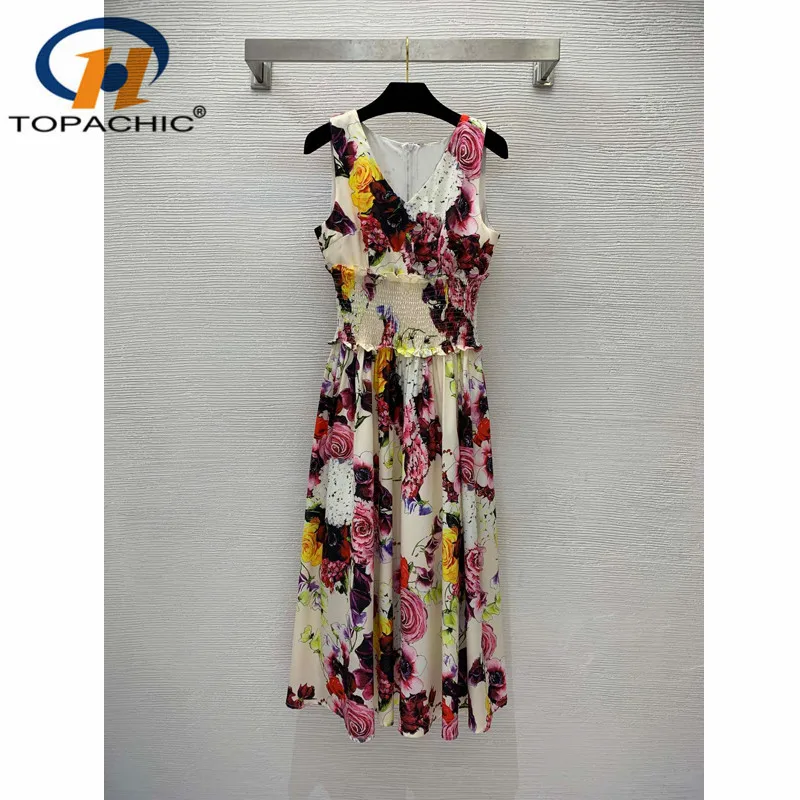 4.27 High Quality Temperament Bohemian Holiday Rose Print Black-fungus Elastic Waist V-Neck Tank Dress Women
4.27 High Quality Temperament Bohemian Holiday Rose Print Black-fungus Elastic Waist V-Neck Tank Dress Women