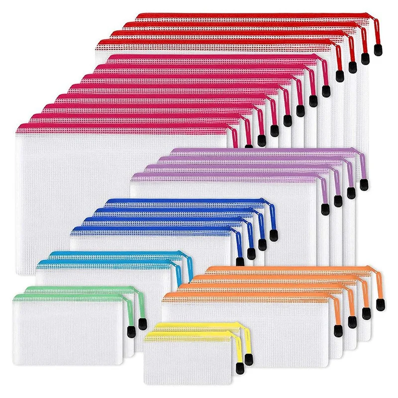 30 Pcs Multi Size Mixed Color Document Zipper Bag Waterproof Plastic Storage Bag Office and School Supplies
30 Pcs Multi Size Mixed Color Document Zipper Bag Waterproof Plastic Storage Bag Office and School Supplies