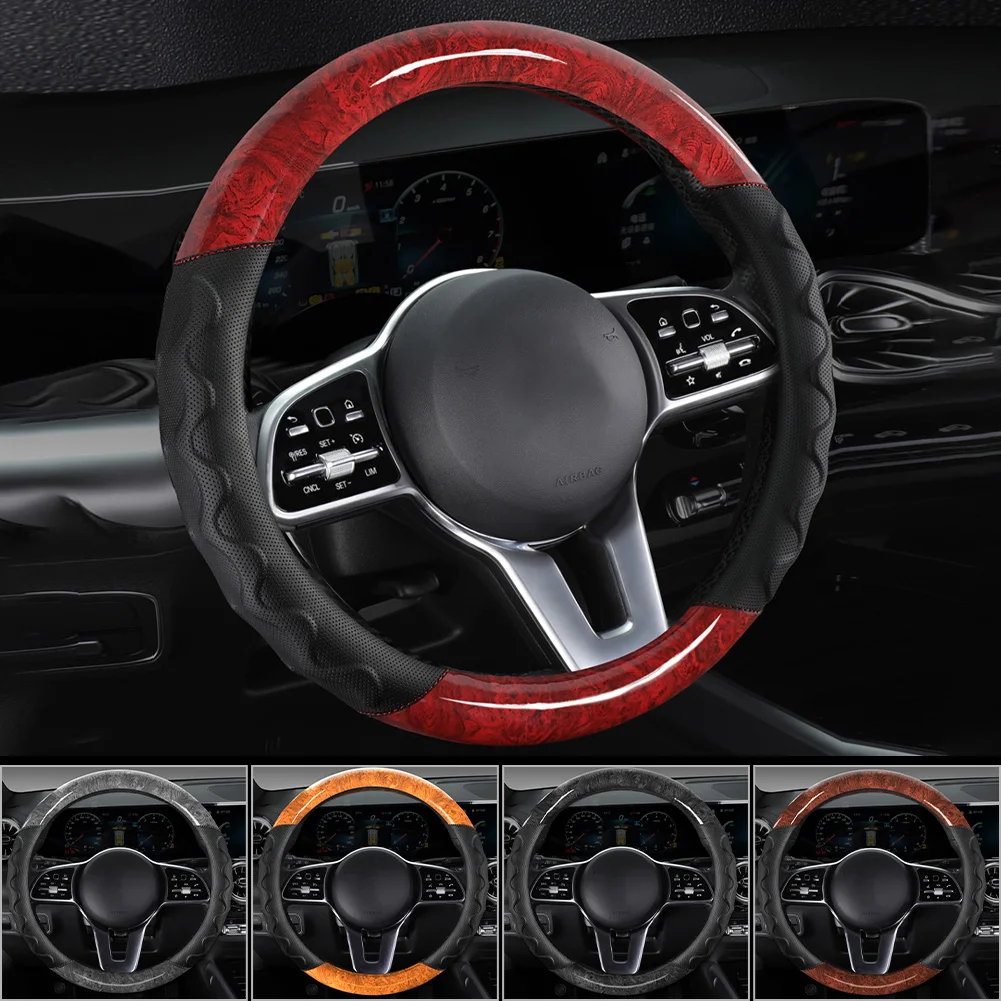 38cm Car Steering Wheel Cover Universal 15" Mahogany Wood Grain Breathable Anti-Slip Steering Wheel Cover for Round/Flat-Bottom
38cm Car Steering Wheel Cover Universal 15" Mahogany Wood Grain Breathable Anti-Slip Steering Wheel Cover for Round/Flat-Bottom