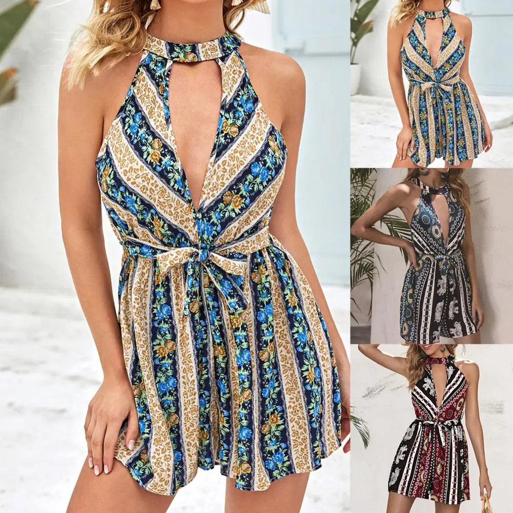Women Jumpsuit Floral Print Halter Summer Sleeveless Strapless Playsuit for Dating
Women Jumpsuit Floral Print Halter Summer Sleeveless Strapless Playsuit for Dating