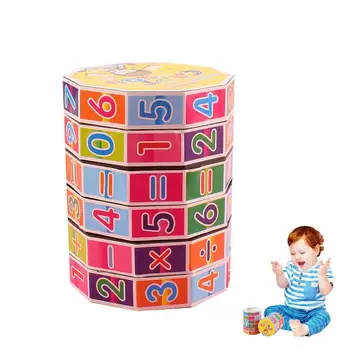 Math Magic Cube Counting Puzzle Toys Cylindrical Count Number Cube Game Improve Spatial Thinking