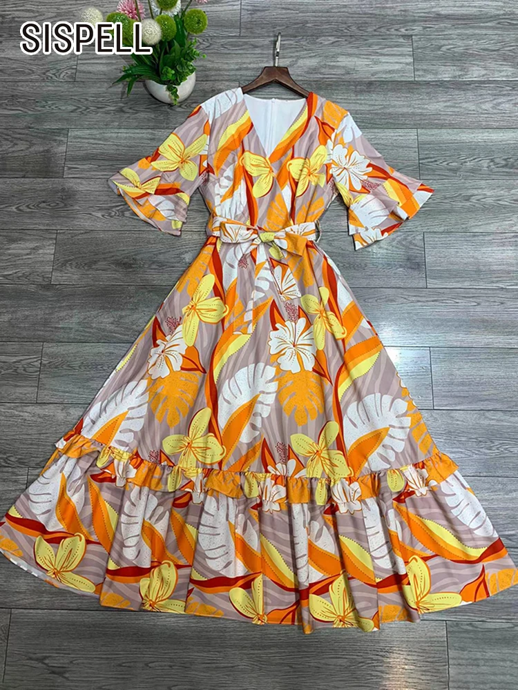 SISPELL Bohemian Print Dresses For Women V Neck Short Sleeve High Waist Hit Color Patchwork Lace Up Long Dress Female Summer New
SISPELL Bohemian Print Dresses For Women V Neck Short Sleeve High Waist Hit Color Patchwork Lace Up Long Dress Female Summer New