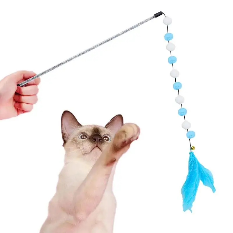 

Cat Feather Toys Natural Feathered Play Wand Cat Toy For Training Interactive Cat Chasing Toy Supplies For Home Cattery