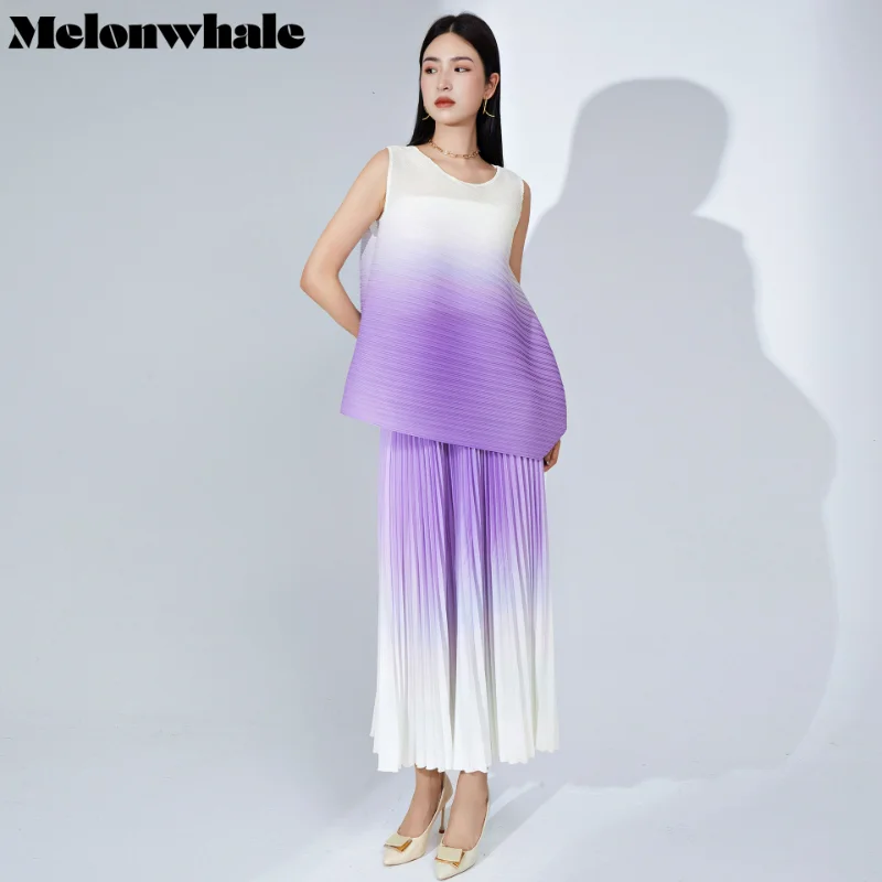 MelonWhale Gradient Pleated Two Piece Set for Women Elegant O-neck Sleeveless Top Splited Elastic Waist Skirt 2023 Summer
MelonWhale Gradient Pleated Two Piece Set for Women Elegant O-neck Sleeveless Top Splited Elastic Waist Skirt 2023 Summer