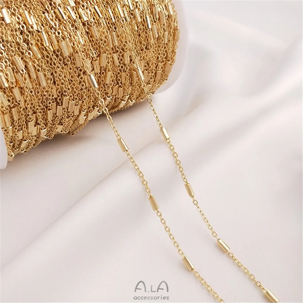 

14K Gold Filled Plated Seper bead chain Hand loose chain flat O long chain DIY