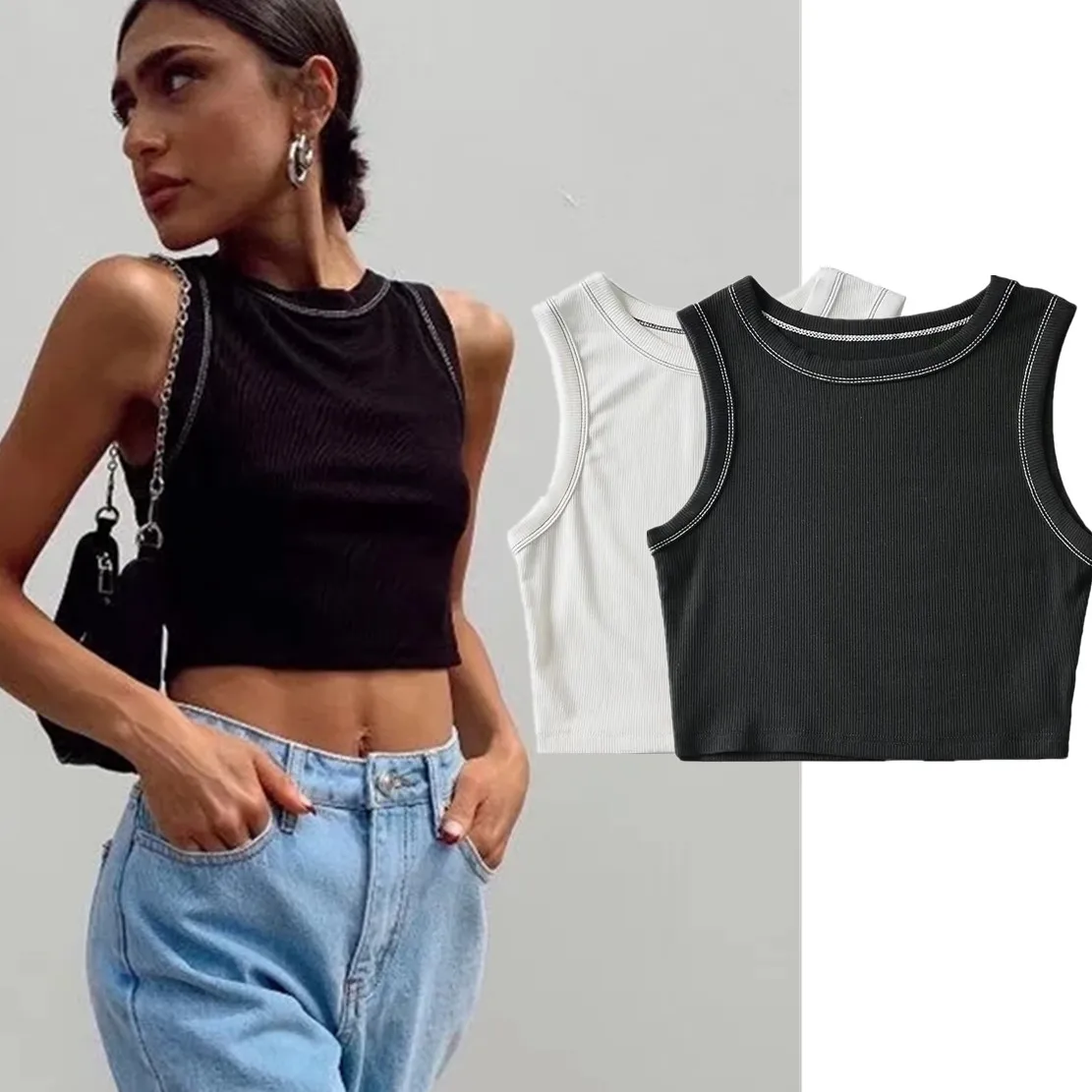 Jenny&Dave 2023 Ins Blogger High Street Color Contrast Camisole Knitted Short Tank Tops Summer Tshirts Women
Jenny&Dave 2023 Ins Blogger High Street Color Contrast Camisole Knitted Short Tank Tops Summer Tshirts Women