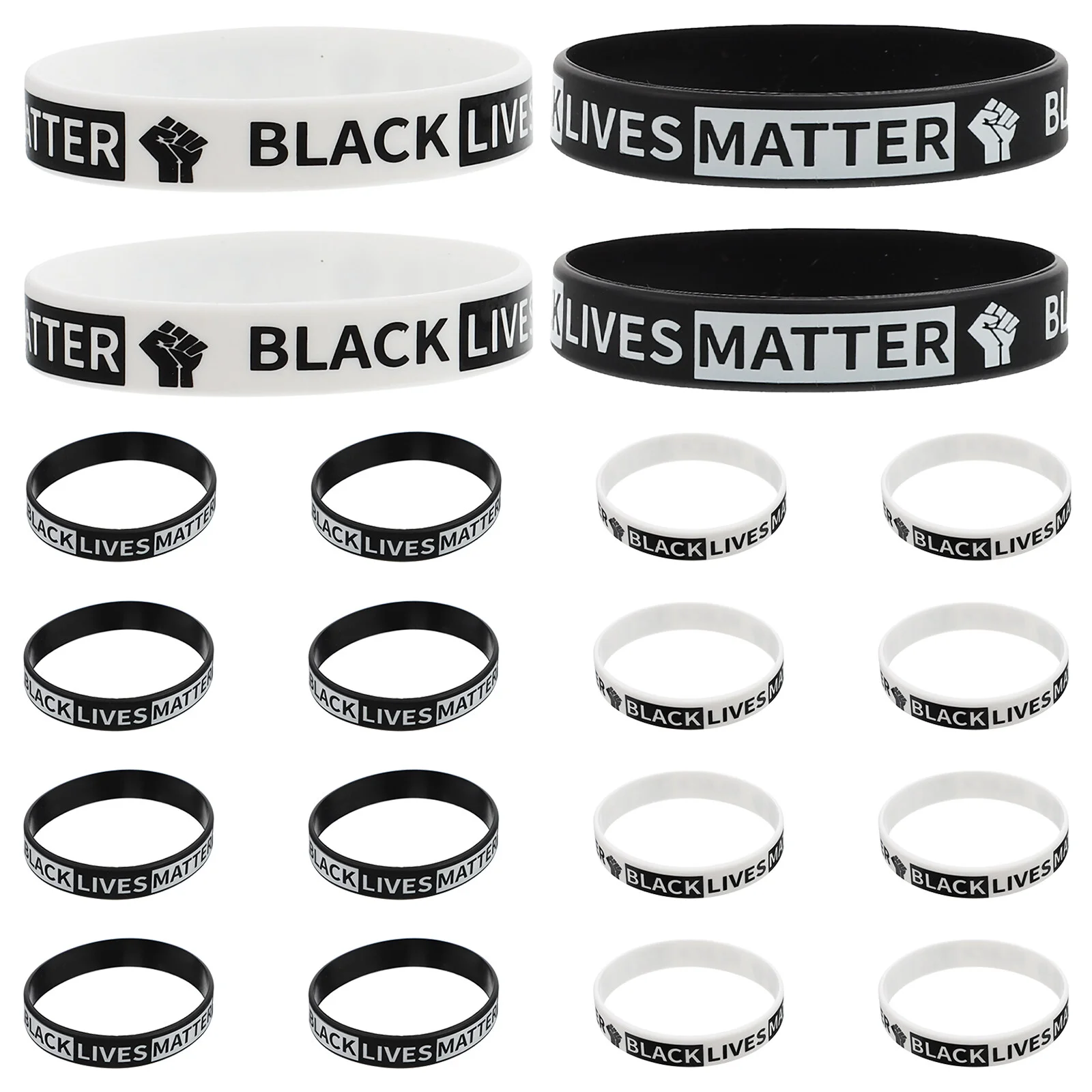 20pcs Silicone Rubber Wristbands BLM Anti Racism BLM Movement Bracelets Awareness Support Wristband Bracelets
20pcs Silicone Rubber Wristbands BLM Anti Racism BLM Movement Bracelets Awareness Support Wristband Bracelets