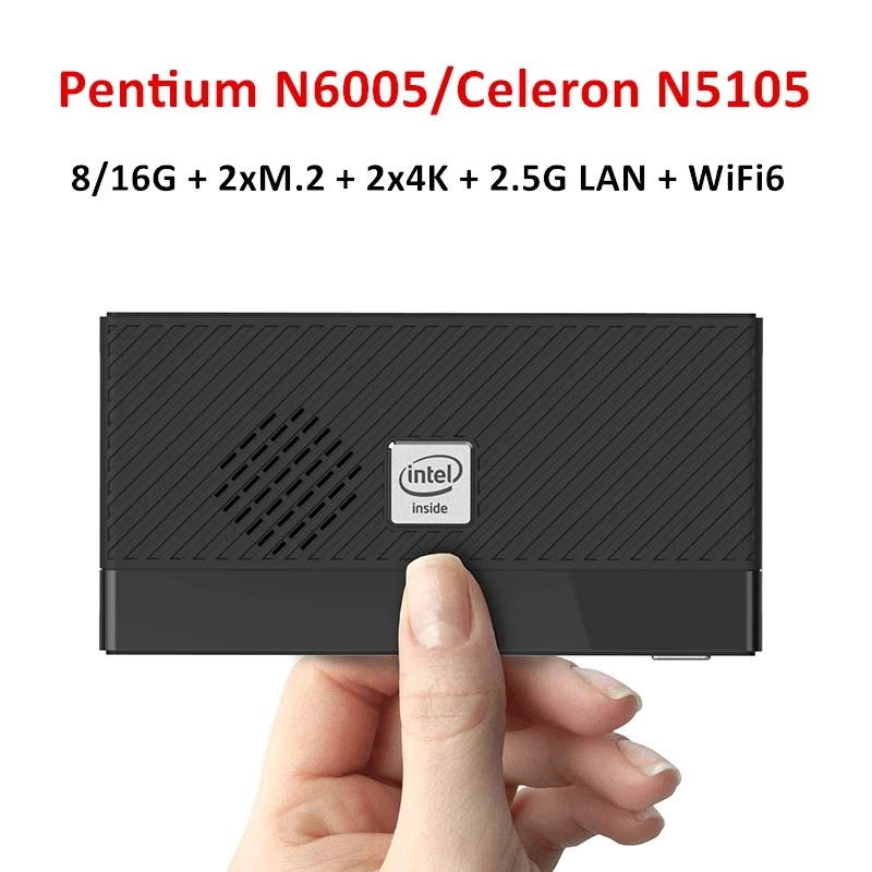 

11th Gen Intel Mini PC Pentium N6005 Celeron N5105 Quad Core Windows 11 Pro DDR4 NVMe Computer 2.5G LAN 2x4K UHD WiFi6 BT5.2