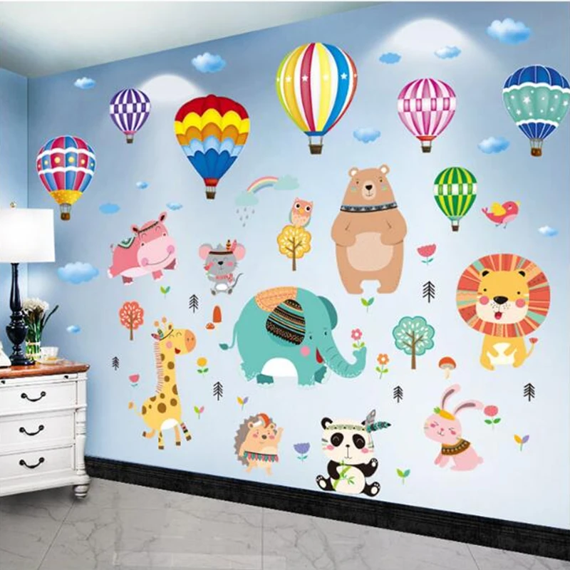 Cartoon Animals Wall Stickers DIY Hot Air Balloons Mural Decals for Kids Rooms Baby Bedroom Kindergarten House Decoration
Cartoon Animals Wall Stickers DIY Hot Air Balloons Mural Decals for Kids Rooms Baby Bedroom Kindergarten House Decoration