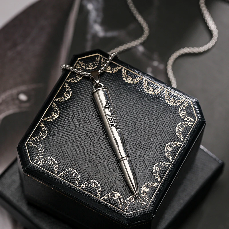 925 Silver Necklace Bullet Pendant Necklace Titanium Steel Necklace Sweater Chain Men and Women Couple Gift Design Necklace
925 Silver Necklace Bullet Pendant Necklace Titanium Steel Necklace Sweater Chain Men and Women Couple Gift Design Necklace