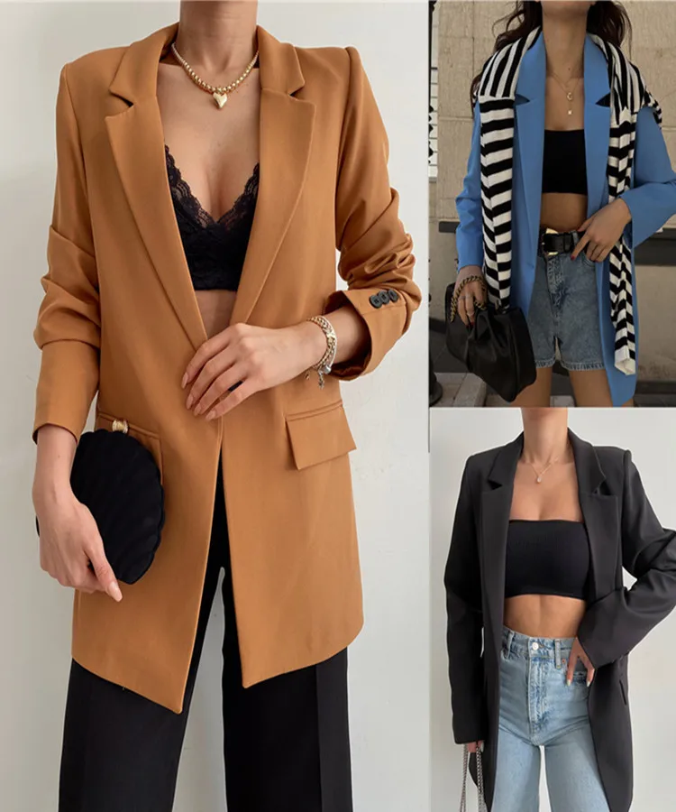 Blazer Women Loose Mid-Length Spring and Autumn Women's Clothing Women's Suit 
Blazer Women Loose Mid-Length Spring and Autumn Women's Clothing Women's Suit