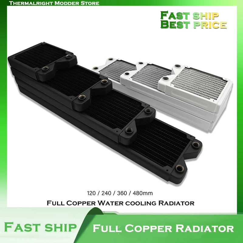 PC Water Cooling 27mm Thin Full Copper Radiator 120/240/360/480mm Computer Water Cooled Row black/white Heat Exchanger
PC Water Cooling 27mm Thin Full Copper Radiator 120/240/360/480mm Computer Water Cooled Row black/white Heat Exchanger