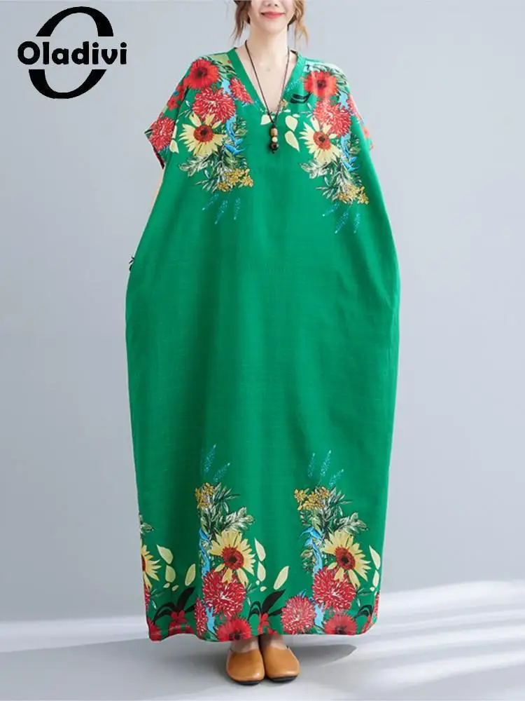 Oladivi Muslimah Abaya Jubah Women Large Size Robe Jubah Summer Fashion Floral Print Casual Loose Oversize Long Dress Tunic 6831
Oladivi Muslimah Abaya Jubah Women Large Size Robe Jubah Summer Fashion Floral Print Casual Loose Oversize Long Dress Tunic 6831