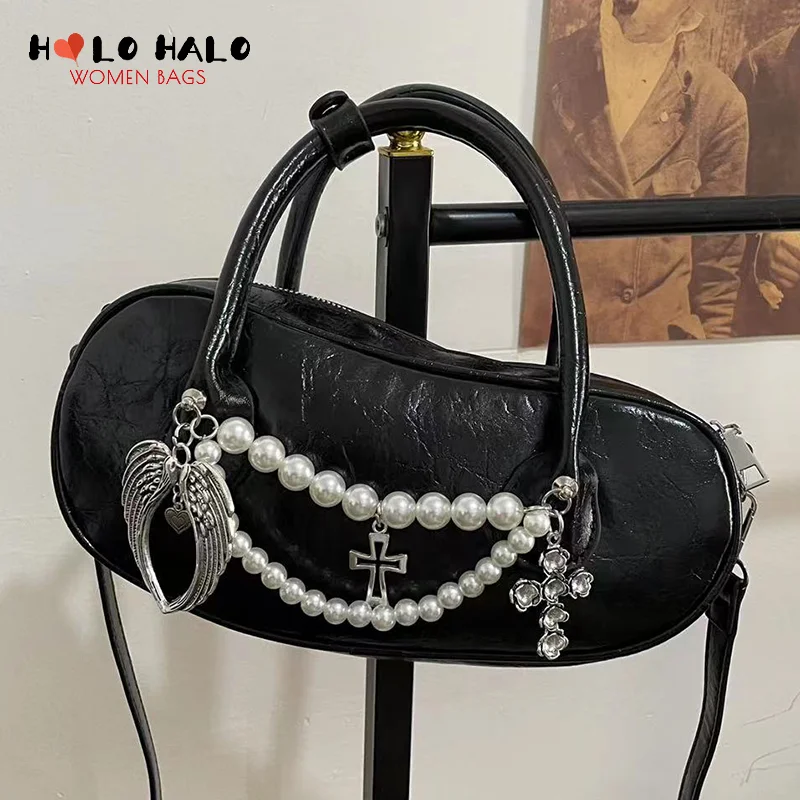 Punk Cross Retro Handbag and Purses Y2K Unique Crossbody Bag for Women Pearl Chain Designer Bag Niche Shoulder Bag Saddle Bag
Punk Cross Retro Handbag and Purses Y2K Unique Crossbody Bag for Women Pearl Chain Designer Bag Niche Shoulder Bag Saddle Bag