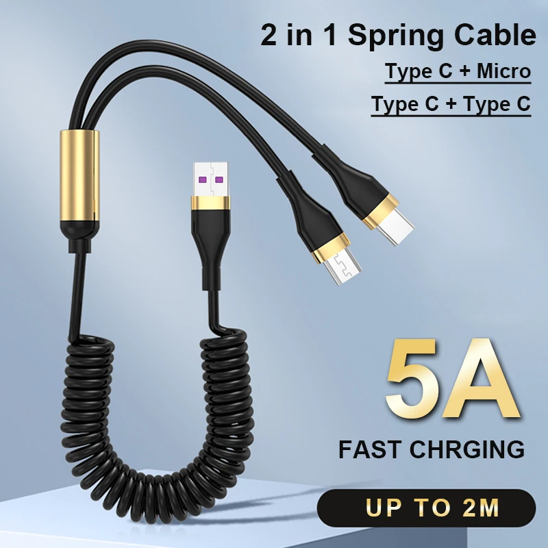 NOHON 5A пружинный USB C кабель для быстрой зарядки, Тип C провод для Huawei Xiaomi OPPO, быстрое зарядное устройство, Micro USB шнур 2 в 1
NOHON 5A пружинный USB C кабель для быстрой зарядки, Тип C провод для Huawei Xiaomi OPPO, быстрое зарядное устройство, Micro USB шнур 2 в 1