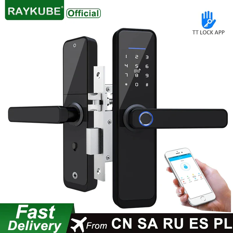 RAYKUBE Блокировка двери по отпечатку пальца WiFi Bluetooth TT приложение электронный замок