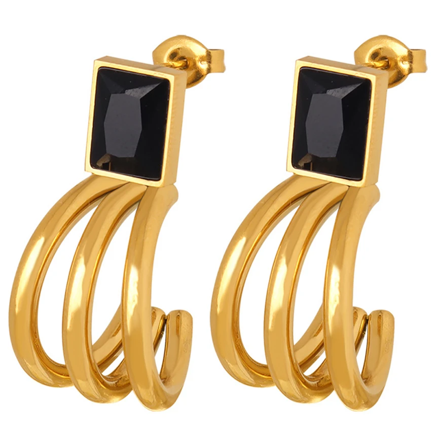 316L Stainless Steel Simplicity Retro Black White Zircon Three-Jaw C-Shaped Earrings For Women Fashion High Jewelry Party Gift
316L Stainless Steel Simplicity Retro Black White Zircon Three-Jaw C-Shaped Earrings For Women Fashion High Jewelry Party Gift