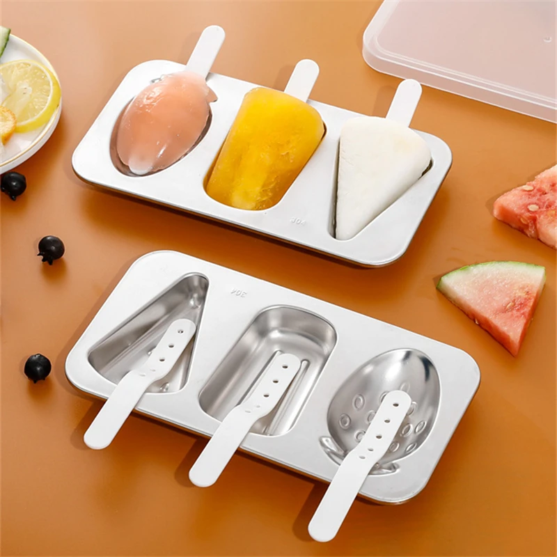 3 Hole Stainless Steel Ice Cream Mould DIY Homemade Ice Box with Plastic Stick Cube Maker Popsicle Molds Kitchen Gadgets
3 Hole Stainless Steel Ice Cream Mould DIY Homemade Ice Box with Plastic Stick Cube Maker Popsicle Molds Kitchen Gadgets
