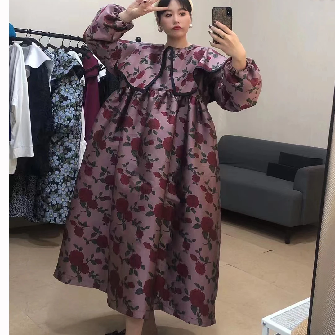 SuperAen 2022 оригинальный дизайн рельефный жаккардовый принт Питер Пэн воротник свободные Весенние платья а-силуэта для женщин 
SuperAen 2022 оригинальный дизайн рельефный жаккардовый принт Питер Пэн воротник свободные Весенние платья а-силуэта для женщин