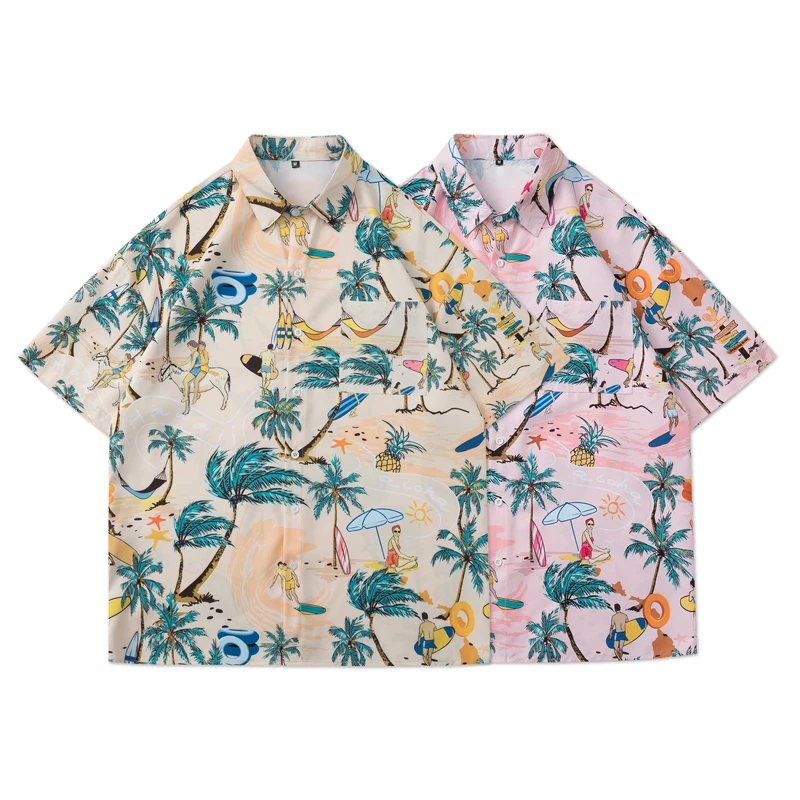 Summer Coconut Tree Print Hawaiian Shirt Men's Loose Short Sleeve Vacation Pattern Shirts Men Oversized Streetwear Beach Shirts
Summer Coconut Tree Print Hawaiian Shirt Men's Loose Short Sleeve Vacation Pattern Shirts Men Oversized Streetwear Beach Shirts