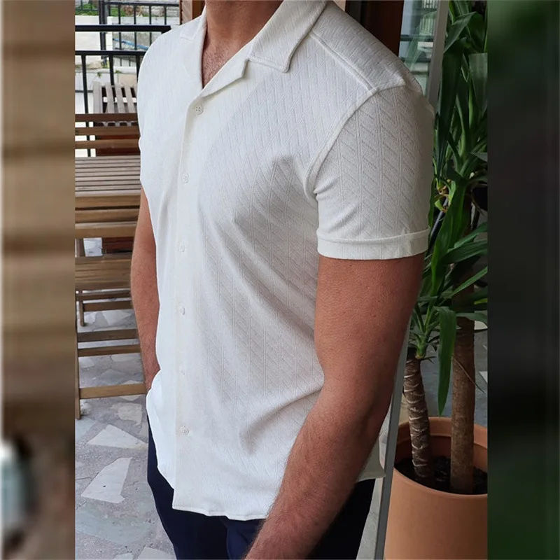 Men Polo Shirt Top Business Casual Slim Solid Color Short-sleeved Suit Collar Single-breasted Spring and Summer Cardigan Top
Men Polo Shirt Top Business Casual Slim Solid Color Short-sleeved Suit Collar Single-breasted Spring and Summer Cardigan Top
