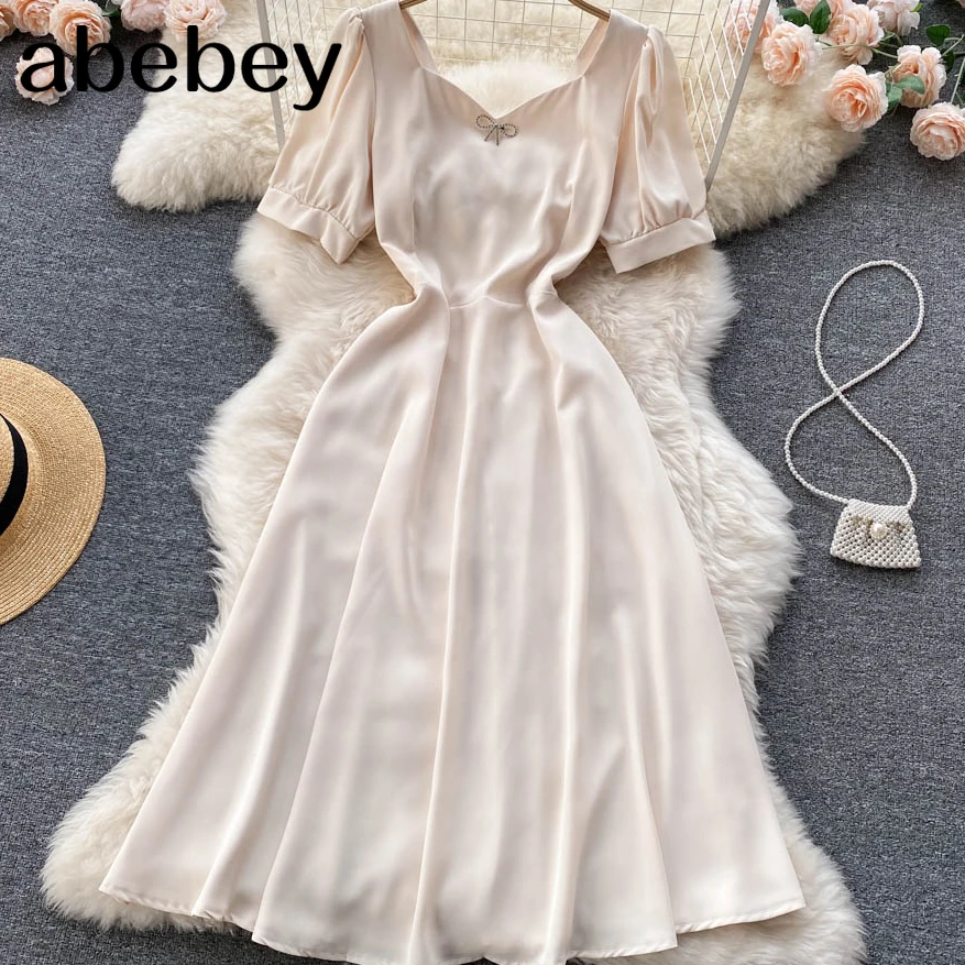 2022 Summer French Dress Puff Sleeve V Neck Solid A-line Office Lady Dresses Elegant Retro Streetwear Midi Sundress
2022 Summer French Dress Puff Sleeve V Neck Solid A-line Office Lady Dresses Elegant Retro Streetwear Midi Sundress