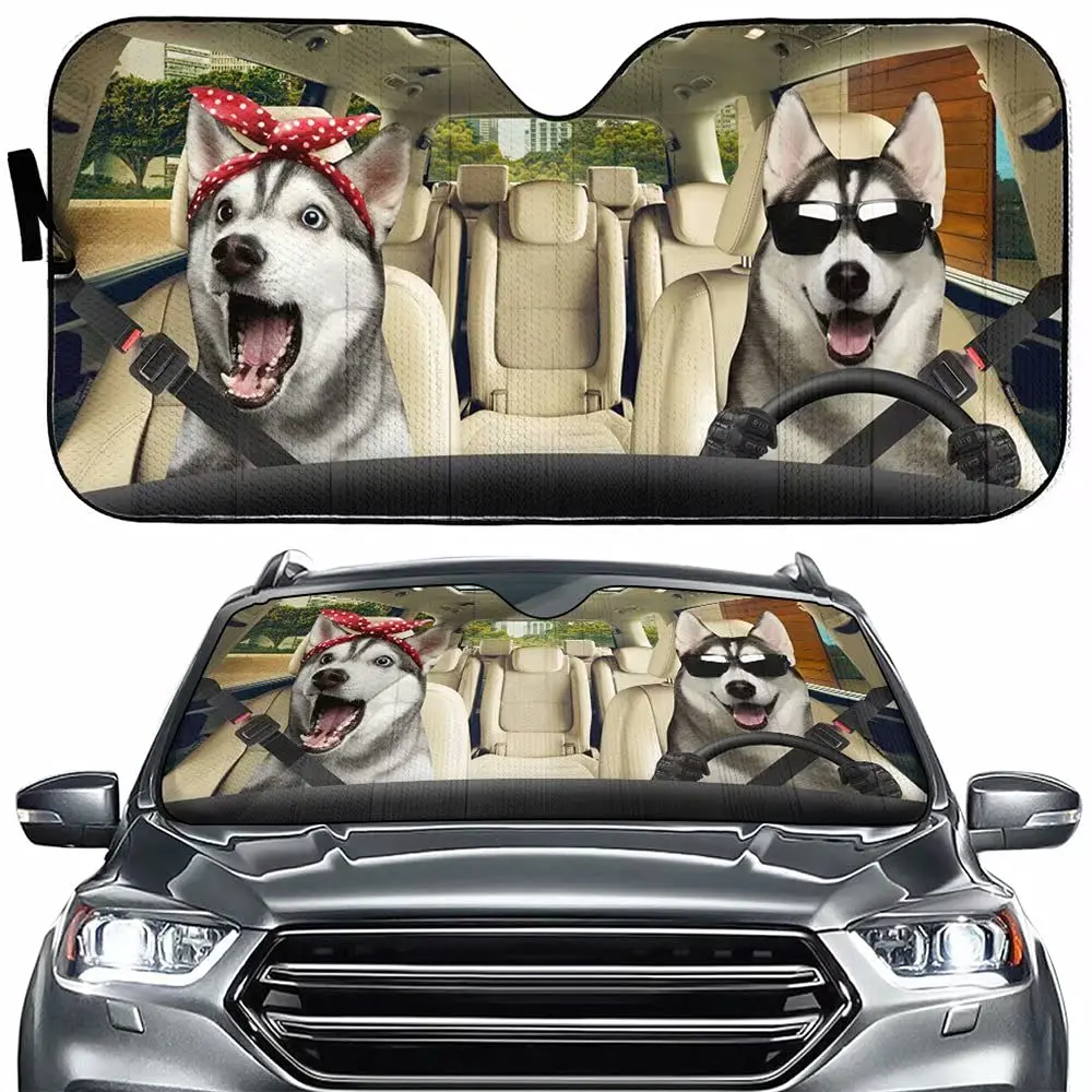 

Greture Husky Dog Windshield Sun Shade for Car SUV Truck Front Window Sun Shade Visor Shield Cover 57x27.5 Inches,Car sunshade5.