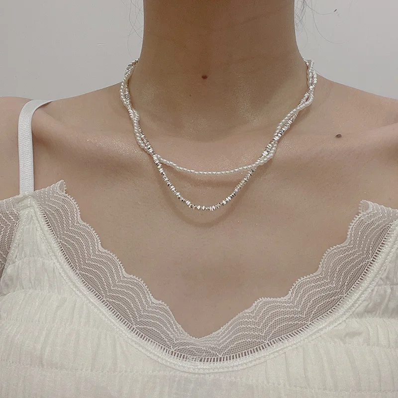 Korean Chic Handmade Double Layers Silver Color Simple Clavicle Chain Necklace
Korean Chic Handmade Double Layers Silver Color Simple Clavicle Chain Necklace