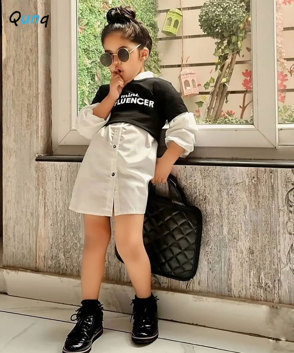 Qunq Autumn New Girls O Neck Print Short Crop Top + Solid Single-breasted Shirt Dress 2 Pieces Set Casual Kids Clouthes Age 3T-8
Qunq Autumn New Girls O Neck Print Short Crop Top + Solid Single-breasted Shirt Dress 2 Pieces Set Casual Kids Clouthes Age 3T-8