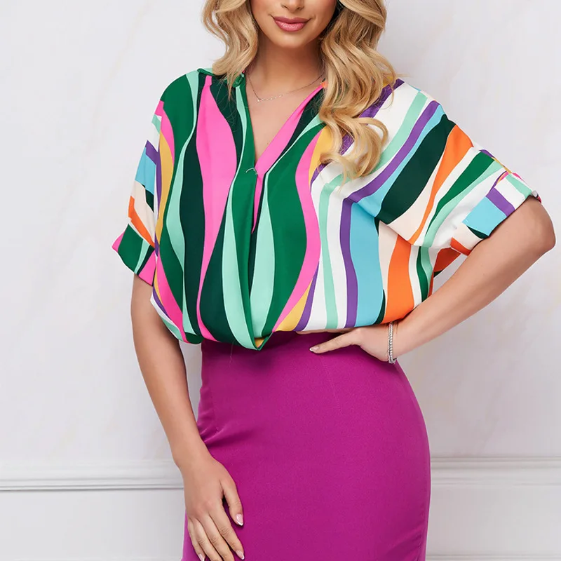 Stripe Blouse Women Loose Short Sleeve Blouses Printing Elegant Womens Tops Oversized Shirts and Blouses Summer Women Clothing
Stripe Blouse Women Loose Short Sleeve Blouses Printing Elegant Womens Tops Oversized Shirts and Blouses Summer Women Clothing