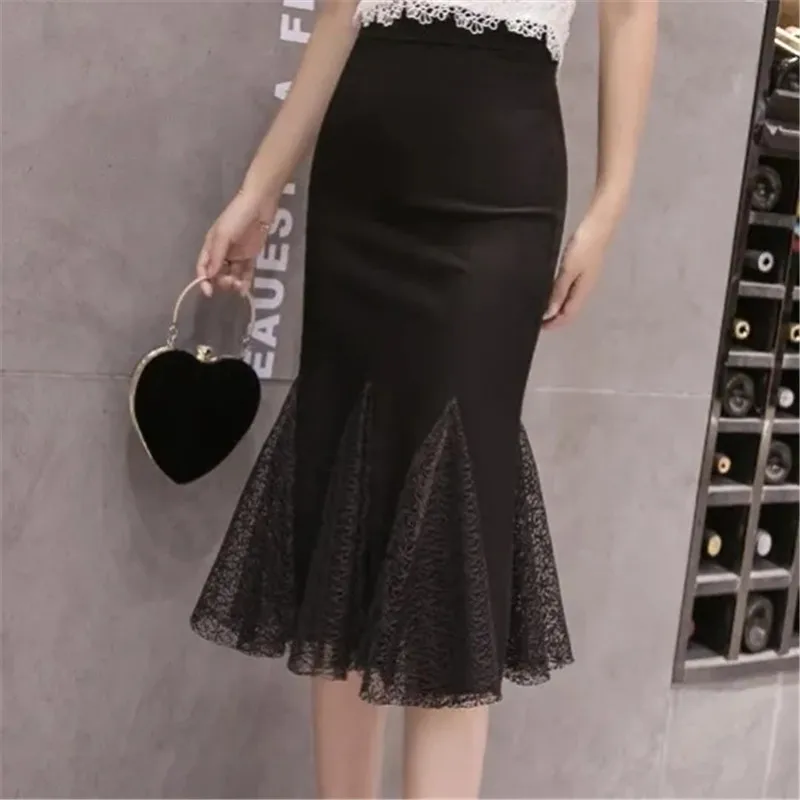 S-5XL Lace Patchwork Wrap Hip Skirt Black Female Korea Fashion Temperament Fishtail Skirts 2023 Spring Summer Women Clothing
S-5XL Lace Patchwork Wrap Hip Skirt Black Female Korea Fashion Temperament Fishtail Skirts 2023 Spring Summer Women Clothing