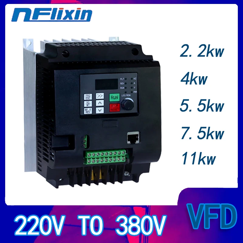 

2.2kw/4kw /5.5kw/7.5kw/11kw 220v single phase input 380v 3 phase output AC Frequency Inverter AC drives /frequency converter Nf