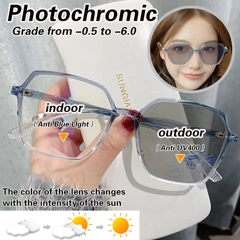 Myopia Photochromic Glasses Women Students Anti-Blue Light Eye Protection Glasses Computer Glasses Anti Radiation Eyeglasses
Myopia Photochromic Glasses Women Students Anti-Blue Light Eye Protection Glasses Computer Glasses Anti Radiation Eyeglasses