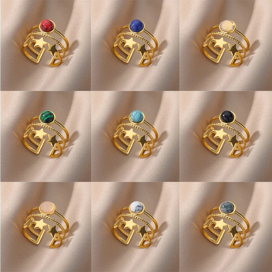 Stainless Steel Natural Opal Stone Open Rings For Women Gold Color Star Adjustable Ring Aesthetic Jewelry Anillos Bague Femme
Stainless Steel Natural Opal Stone Open Rings For Women Gold Color Star Adjustable Ring Aesthetic Jewelry Anillos Bague Femme