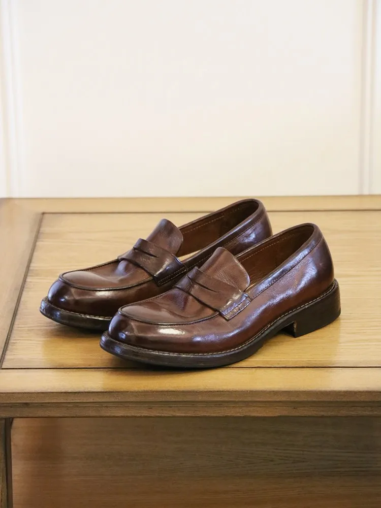 High Quality Office Men Horsehide Genuine Leather Derby Shoes Handmade Dress Shoes Vintage Designer Loafers Customized 15 Days 
High Quality Office Men Horsehide Genuine Leather Derby Shoes Handmade Dress Shoes Vintage Designer Loafers Customized 15 Days